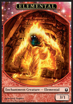 Elemental Token (Red 3/1 Enchantment)⁣ - Born of the Gods⁣ (Token)⁣ [T7]