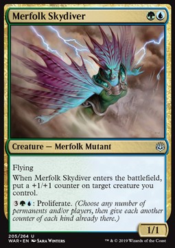 Merfolk Skydiver⁣ - War of the Spark⁣ (Uncommon)⁣ [205]