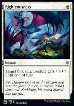 Righteousness⁣ - Throne of Eldraine⁣ (Uncommon)⁣ [27]