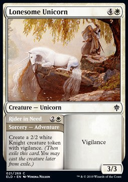 Lonesome Unicorn // Rider in Need⁣ - Throne of Eldraine⁣ (Common)⁣ [21]