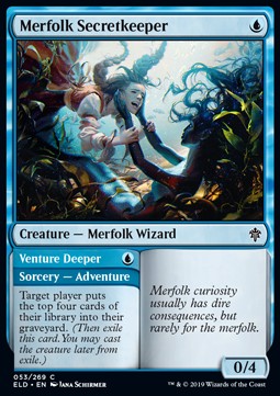 Merfolk Secretkeeper // Venture Deeper⁣ - Throne of Eldraine⁣ (Common)⁣ [53]