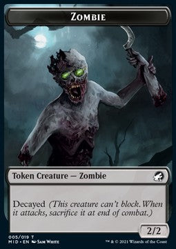 Zombie Token (B 2/2 Decayed) // Zombie Token (B 2/2)⁣ - Commander: Innistrad: Midnight Hunt⁣ (Token)⁣ [T 5/5]