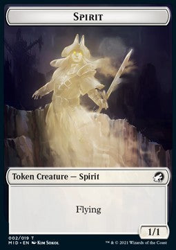 Spirit Token (W 1/1) // Wolf Token (G 2/2)⁣ - Innistrad: Midnight Hunt: Extras⁣ (Token)⁣ [T 2/13]