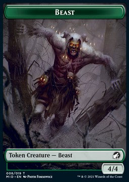 Beast Token (G 4/4) // Spider Token (G 1/2)⁣ - Innistrad: Midnight Hunt: Extras⁣ (Token)⁣ [T 8/11]