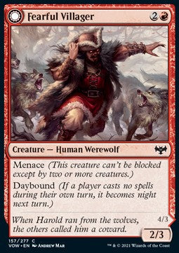 Fearful Villager // Fearsome Werewolf⁣ - Innistrad: Crimson Vow⁣ (Common)⁣ [157]
