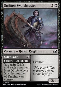 Smitten Swordmaster // Curry Favor⁣ - Commander: March of the Machine⁣ (Common)⁣ [268]