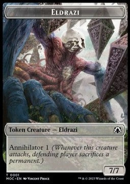 Eldrazi Token (C 7/7) // Angel Token (W 4/4)⁣ - Commander: March of the Machine: Extras⁣ (Token)⁣ [T 1/4]