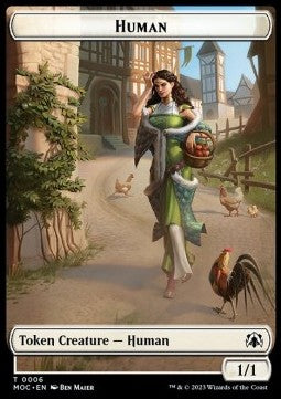 Human Token (W 1/1) // Zombie Knight Token (B 2/2 Menace)⁣ - Commander: March of the Machine: Extras⁣ (Token)⁣ [T 6/21]