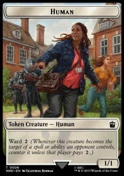 Human Token (W 1/1 Ward) // Fish Token (1/1)⁣ - Universes Beyond: Doctor Who: Extras⁣ (Token)⁣ [T 6/10]