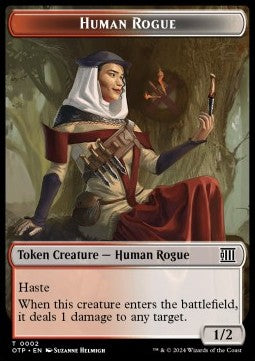 Human Rogue Token (Red and White 1/2)⁣ - Outlaws of Thunder Junction: Tokens⁣ (Token)⁣ [BN T02]