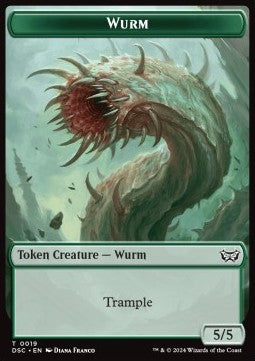 Wurm Token (G 5/5 Trample) // Manifest Token (C 2/2) - Duskmourn: House of Horror: Tokens (Token) [TDSK-CT 19/18]