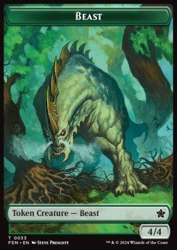 Beast Token (G 4/4) // Dog Token (W 1/1) - Magic: The Gathering Foundations: Tokens (Token) [TFDN-T 33/29]