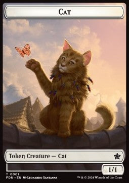 Cat Token (W 1/1) // Elf Warrior Token (G 1/1)⁣ - Magic: The Gathering Foundations: Tokens⁣ (Token)⁣ [T 1/19]