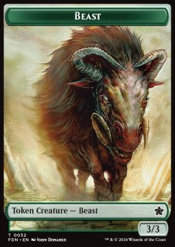 Beast Token (G 3/3) // Dog Token (W 1/1) - Magic: The Gathering Foundations: Tokens (Token) [TFDN-T 32/29]