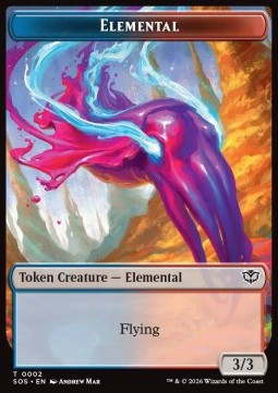 Elemental Token (UR 3/3) // Fractal Token (GU 0/0) (V.2) - Secrets of Strixhaven: Tokens (Token) [TSOS-T 2/4]